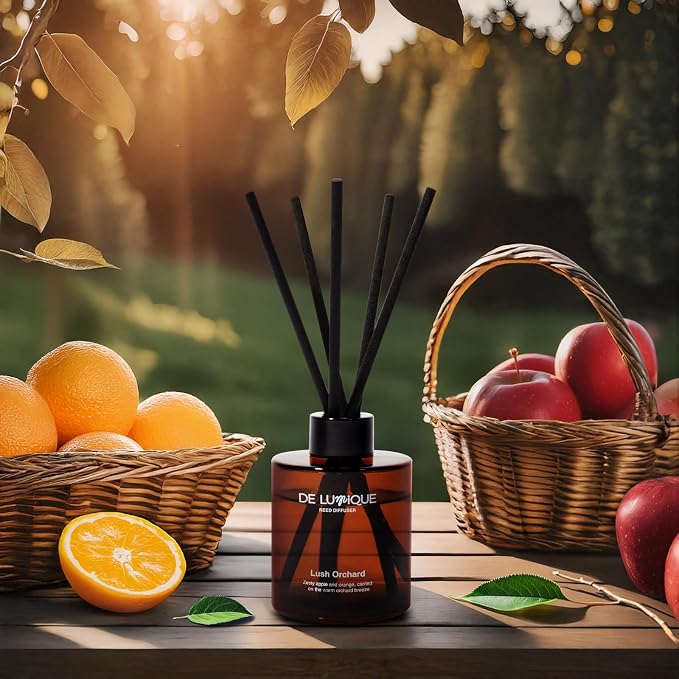 Lush Orchard Scent Reed Diffuser, Aromatherapy Diffuser with Essential Oils – Long-Lasting, Fruity Floral Scent for Relaxation – Reed Diffusers for Home Decor – 150ml