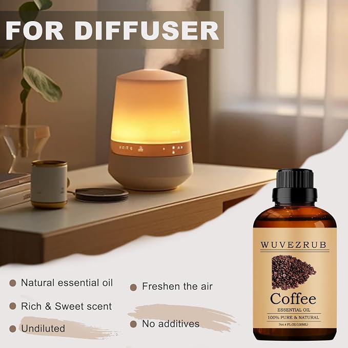 Coffee Essential Oil 120ML, 100% Pure and Natural for Aromatherapy Diffuser - 4 Fl Oz
