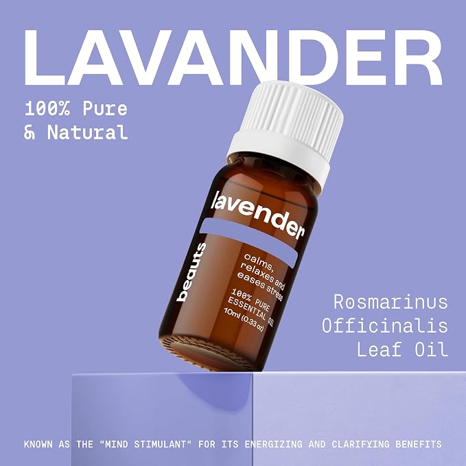Beauts Lavender Essential Oil, Lavandula angustifolia, 100% Pure and Undiluted, Steam-Distilled, Aromatherapy Oil for Diffuser, Classic Soothing Floral Aroma, No Added Fragrance, 10 mL