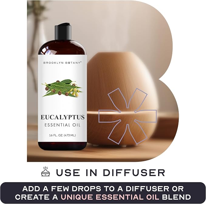 Brooklyn Botany Eucalyptus Essential Oil - Huge 16 Fl Oz - for Candle Making, Soap Making, Diffusers, and Aromatherapy