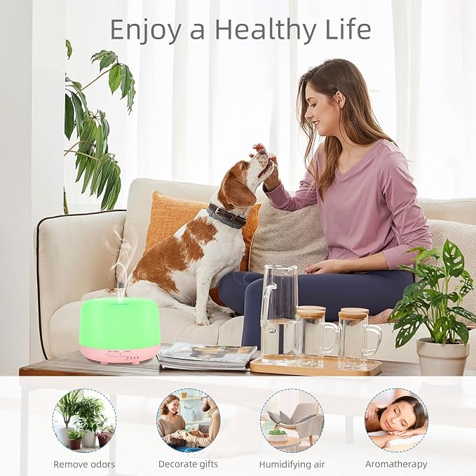 Marchred 300ML Aromatherapy Essential Oil Diffuser with Remote Control, 7 LED Color Changing Light, for Bedroom Home Large Room