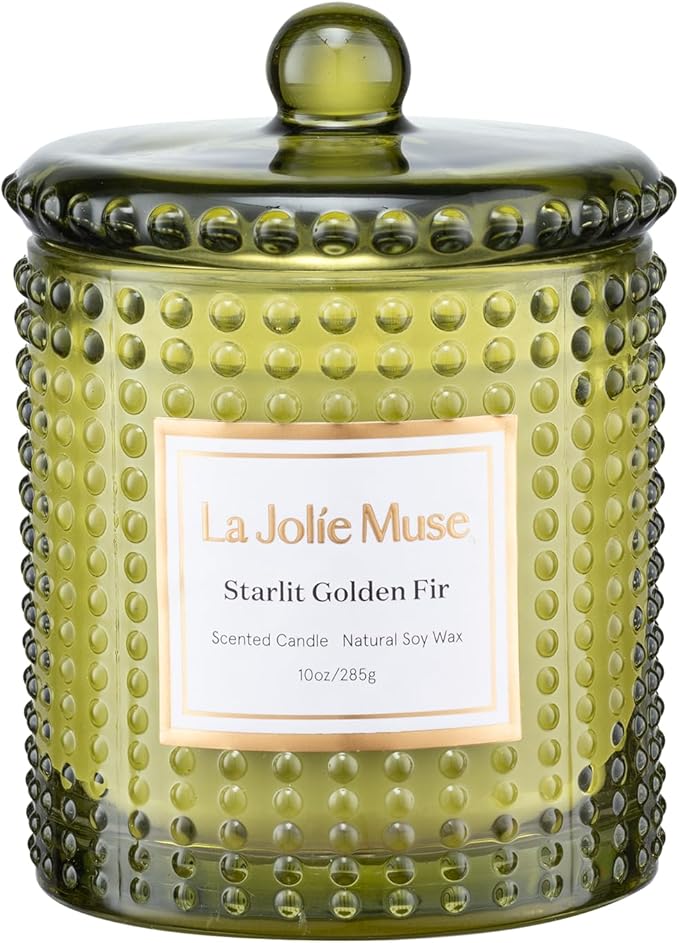 LA JOLIE MUSE Starlit Fir Pine Scented Candle for Home | Balsam & Cedarwood | Christmas Winter Holiday | Non Toxic Natural Soy | Green Jar Candle | Luxury Gifts for Women & Men | 55 Hrs