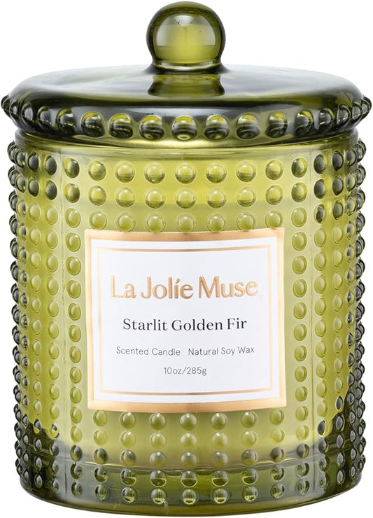 LA JOLIE MUSE Starlit Fir Pine Scented Candle for Home | Balsam & Cedarwood | Christmas Winter Holiday | Non Toxic Natural Soy | Green Jar Candle | Luxury Gifts for Women & Men | 55 Hrs
