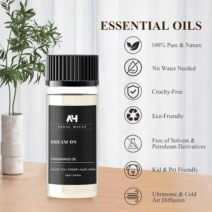 Dream On Essential Oil Scent 50mL - Inspired by Westin Hotel - Home Luxury Scent - Antal Hayat Diffuser Oil - White Tea, Cedarwood, Amber, Musk - Diffuser Oil Blends for Aromatherapy