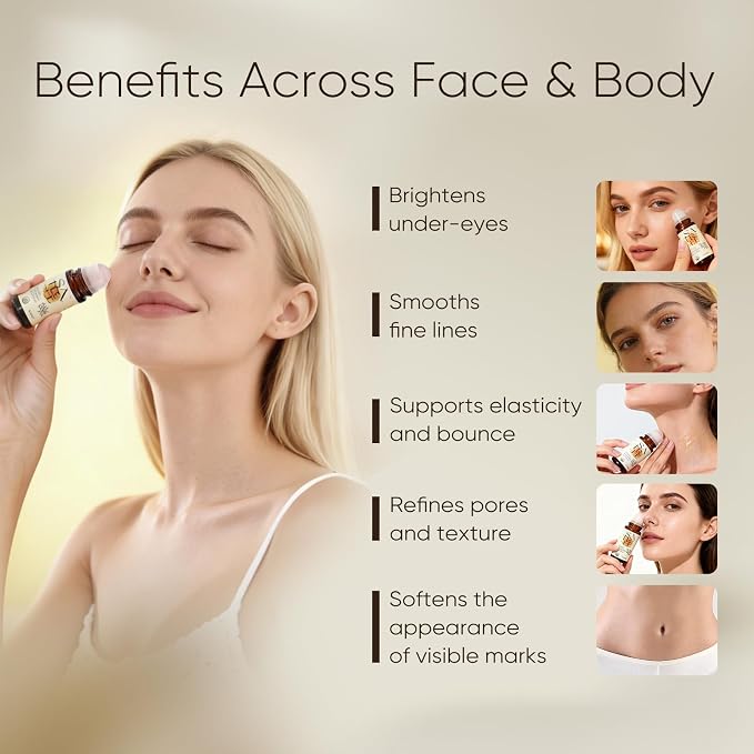 Organic Castor & Frankincense Oil with Rose Quartz Rollerball - USDA Certified Essential Blend Oil Roll-On, for Face & Body, Anti-Aging, Dark Circles (1.7fl oz)