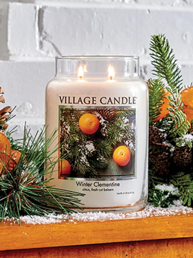 Village Candle Winter Clementine Large Apothecary Jar, Scented Candle, 21.25 oz.