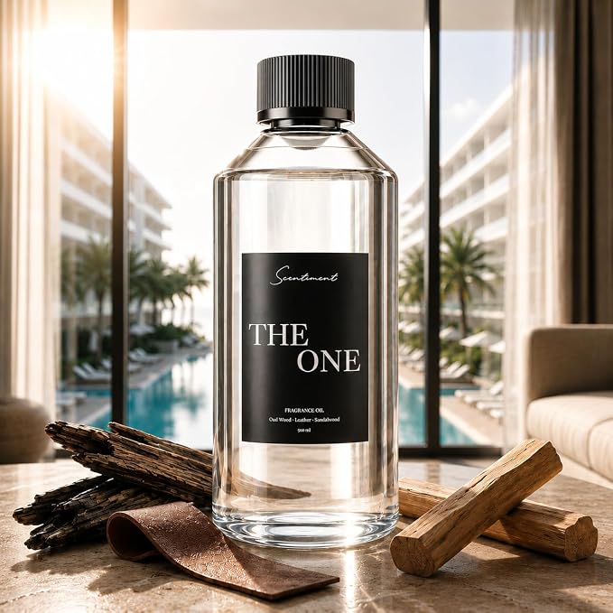 Scentiment The One Diffuser Oil - Premium Hotel Scent with Notes of Cardamom, Leather, Lemon with Cinnamon & Sandalwood Home Scent, Hotel Fragrance Oil Diffuser Refill - 16.91 fl oz (500 mL)