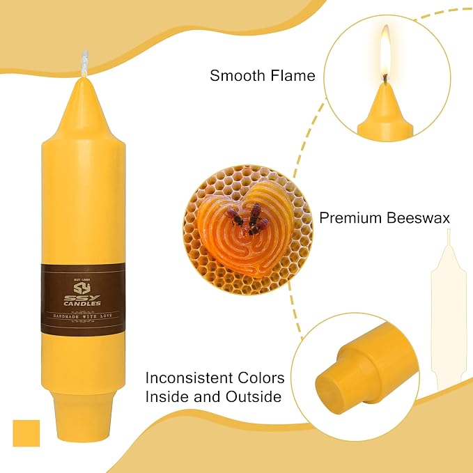 Beeswax Taper Candles 5 inch Natural Beeswax Taper Candlesticks 4 PCS Short Candle Smokeless Tapered Candle for Dinner Party Decoration Gift - 8 Hour Burn Time