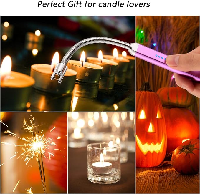 MEIRUBY Electric Candle Lighter, Valentine's Day Gifts for Women Mom Men Wife, USB Arc Rechargeable Windproof Long Lighter for Candle BBQ Birthday Housewarming Gift Idals