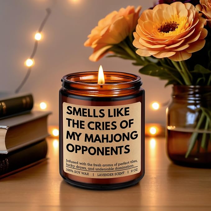 GSPY Scented Candle, Mahjong Gifts for Women, Men - Mah Jongg Gifts, Mahjongg Party Accessories - Funny Birthday, Mothers Day, Game Night Ideas for Mahjong Lovers, Players, Group, Hostess, Friend, Her