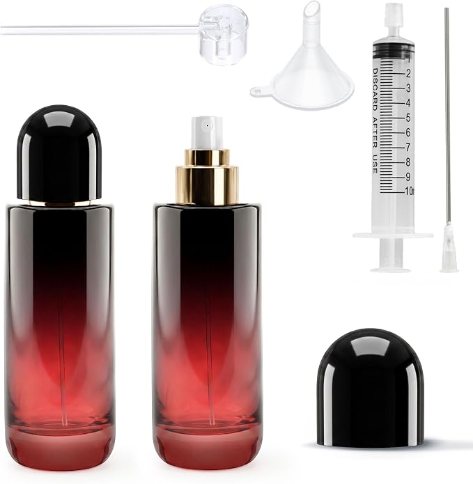 Glass Perfume Bottle Empty Refillable Cologne Sprayer with Upgraded Fine Mist Atomizer, Perfume Spray Container with 3 Easy-Fill Transfer Tools for Fragrance Essential Oils (3.4, ounces)