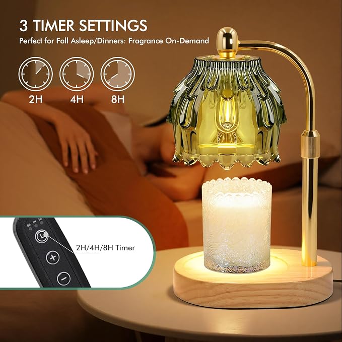 Candle Warmer Lamp with Timer - Electric Wax Melt Warmer with Adjustable Height and Dimmer for Scented Candle Wax, Home Fragrance Décor and House Warming Birthday Gifts for Women Mom