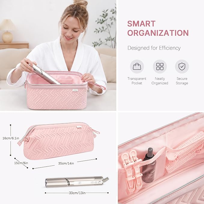 Leudes Hair Tools Travel Bag for Shark Flexstyle Carrying Case Portable Shark Hair Air Wrap Dryer Case Waterproof Dustproof Flat Curling Iron Travel Organizer (Pink)