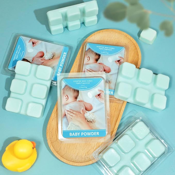 STRN Wax Melts, Baby Powder Scented Soy Wax Cubes 4 Pack, Long-Lasting Fragrance Scented Wax Cubes for Warmers, Home, SPA, Bedroom (4 x 1.25oz)