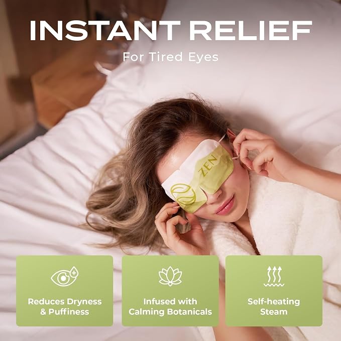 Body Restore Heated Eye Mask for Dry Eyes 5 Pack – Fathers Day Gift for Dad, Self Heating Warm Compress, Birthday Gifts for Women and Men, Relaxation – Green Tea