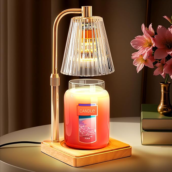 Marycele Candle Warmer Lamp with Timer, Wax Melt Warmer for Jar Candles, Christmas Birthday Gifts for Women Mom Sister Friend, House Warming Gifts for New Home Apartment Decor, Vintage Clear