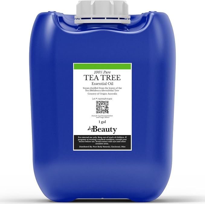 Tea Tree Oil Bulk - Large 1 Gallon Jerrican Wholesale - 100% Pure & Organic Tea Tree Oil for Skin, Hair, Face, and Scalp - Steam Distilled