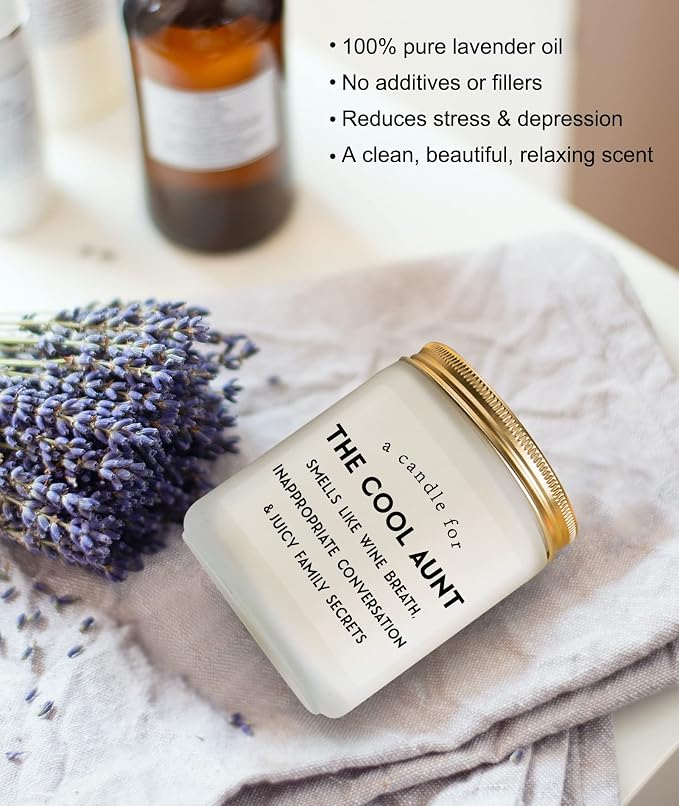 Cool Aunt Lavender Candle Gifts: Funny New Aunt Birthday Gifts from Niece Nephew Best Aunty Ever Christamas Day Gift 7oz