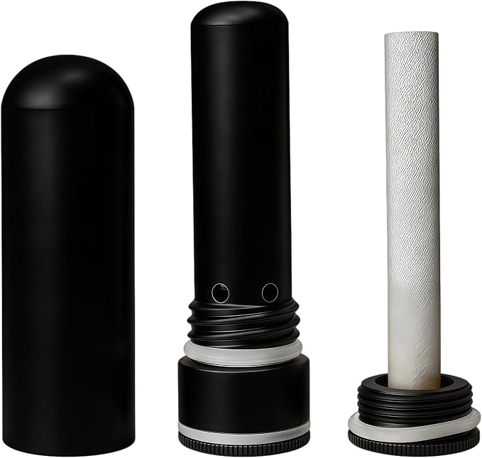 Metal Aromatherapy Inhaler with Leak-Proof Seal | Refillable Essential Oil Nasal Stick | 20 Cotton Wicks Included - Black