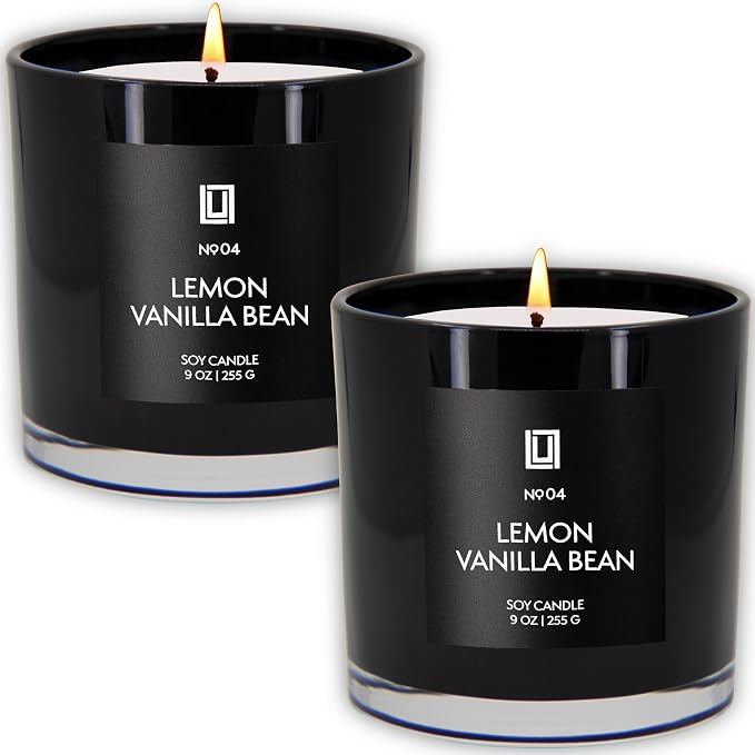 Lulu Candles | Lemon & Vanilla Bean | Luxury Scented Soy Jar Candle | Hand Poured in The USA | Highly Scented & Long Lasting (9 Oz. 2 Pack)