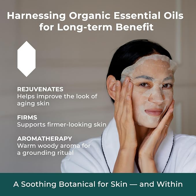 INNA ORGANIC Organic Sheet Mask - Anti-aging & Tightening, EWG & COSMOS Certified (Pack of 5) | Frankincense Essential Oils Infused Skin Care | Luxury Clean Beauty