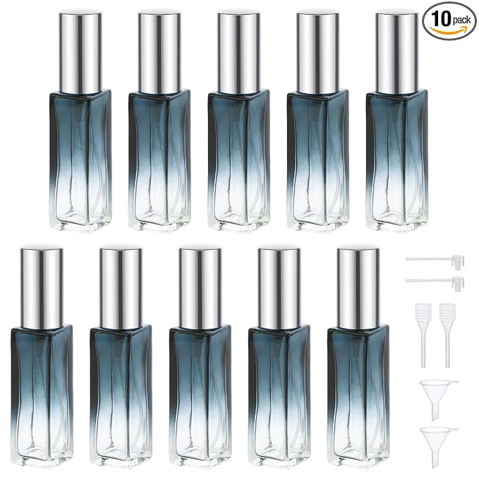 Segbeauty 10pcs Perfume Travel Refillable, 10ML Glass Spray Bottles Perfume Atomizer, Mini Travel Size Dispenser Bottle Set Atomizer Sprayer for Cologne Toiletries Cosmetic Container Spray Bottle