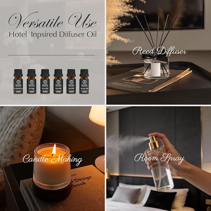 ARVIDSSON Hotel Diffuser Oil Gift Set - Inspired by 5 Star Hotel Scents - Luxury Hotel Essential Oils for Diffuser and Crafting, Premium Fragrance Oil Set, 6 x 10 mL, 0.34 fl oz