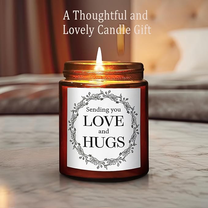 Sending You a Big Hug Candle - Get Well, Thinking of You Gifts for Women Men - Birthday, Relaxing Stress Relief Gift for Her Him Daughter Sister Best Friend - Mahogany Teakwood Soy Wax Candle