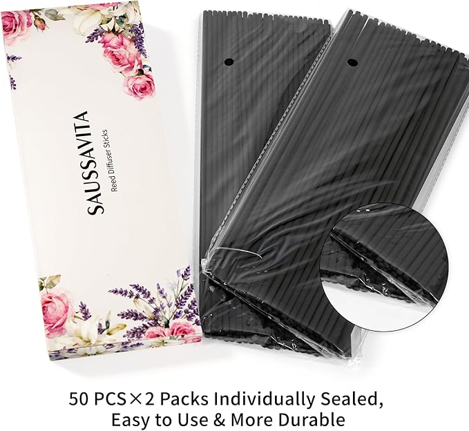 11 inch Diffuser Sticks 100 Pack, Diffuser Reeds Sticks Refill for Home and Bathroom, Diffuser Reeds Sticks for Scented Diffuser Black