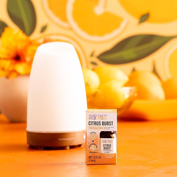 Aura Cacia Citrus Burst Essential Oil Blend, Boxed 0.25 fl. oz. - Light Aroma, No Synthetic Fragrances