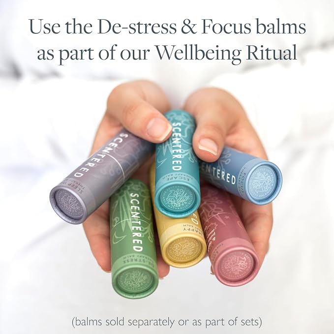 Scentered Aromatherapy Balm Sticks for Stress-Relief & Focus - Roll On Essential Oil Blends of Rosemary, Mint, Chamomile - Aromatherapy Gifts for Women - De-Stress & Focus