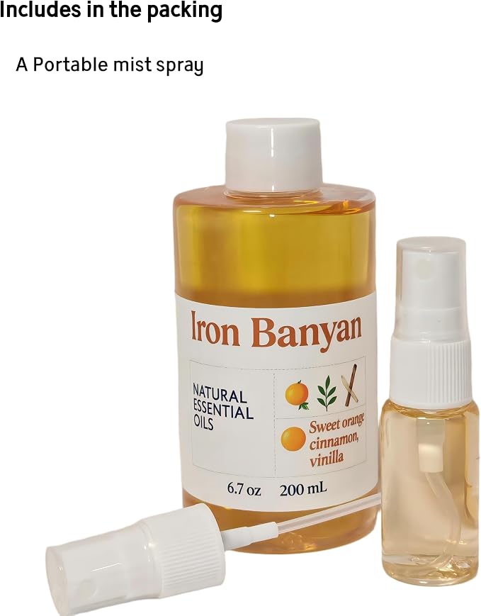 Orange Cinnamon Vanilla Essential Oil Blend 200ml | Home aromatherapy diffuser oil, woody-citrus aroma, promotes focus and relaxation