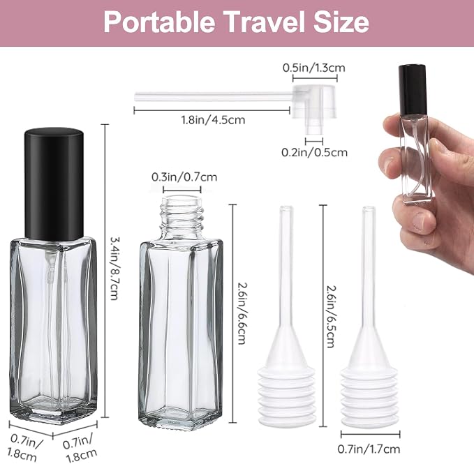 YOCASII 4PCS Perfume Travel Refillable Bottle, Mini Atomizer Spray Bottle and Cologne Sprayer, Refillable Perfume Bottle for Men, Travel Size Cologne Atomizer Essentials