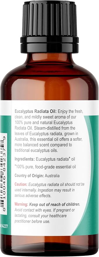 Viva Doria Eucalyptus Radiata Essential Oil, 100% Pure, Natural, Essential Oil, Australian Type, Undiluted, for Aromatherapy | Food Grade, 30 mL (1 Fluid Ounce)