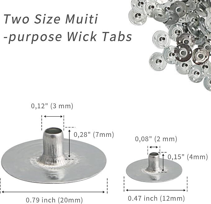 MILIVIXAY 400pcs Candle Wick Tabs - 2 Size Multi-Purpose Wick Tabs 20mm 12mm Perfect for Wide Variety Wicks.