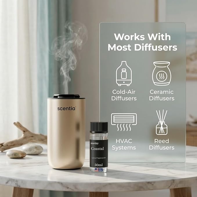 Scentia Coastal (Cabana) Hotel Scent Diffuser Oil – Luxury Fragrance Inspired by 5-Star Spa – 50 mL – Jasmine, Bergamot & Sea Breeze Essential Oil Blend for Home, Office & Aromatherapy Diffusers