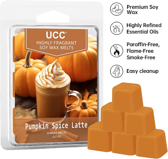 UCC Plant Based All Natural Wax Melts, Strong Fragrance, Long Lasting Premium Soy Scented Melts Cubes, Wax Melts Tarts, Colored Wax Melt - 4 Pack
