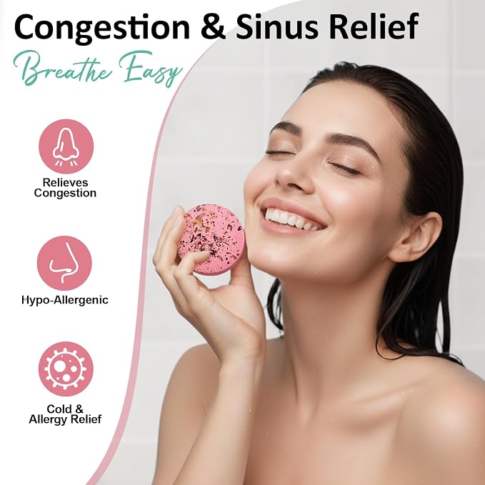 Shower Steamers Aromatherapy Birthday Gifts for Women - 8 Pcs Mothers Day Gifts for Mom Wife Daughter Grandma, Self Care with Natural Essential Oils Relaxation Home Spa Gift Set (Pink)