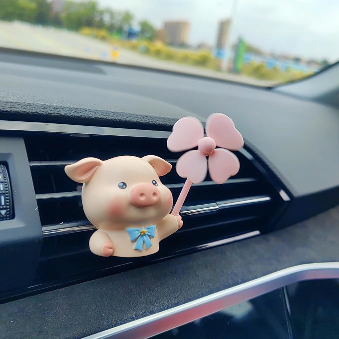 Cute Car Air Freshener Vent Clips, 3D Animal with Mini Fan Diffuser Vent Clip, Air Conditioning Decoration Car Accessories for Women and Men