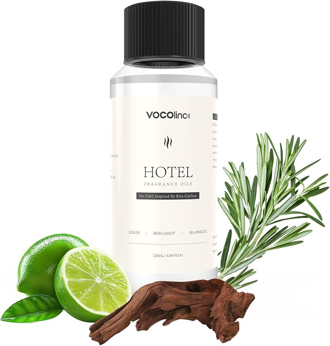 VOCOlinc Hotel Collection Diffuser Oil - Ritz-Carlton - Inspired by Luxury Five Star Hotel Lobby Scent Oil for Waterless Oil Diffusers, Luxurious Scents of Lemon, Bergamot, and Sea Breeze (4.06 OZ)