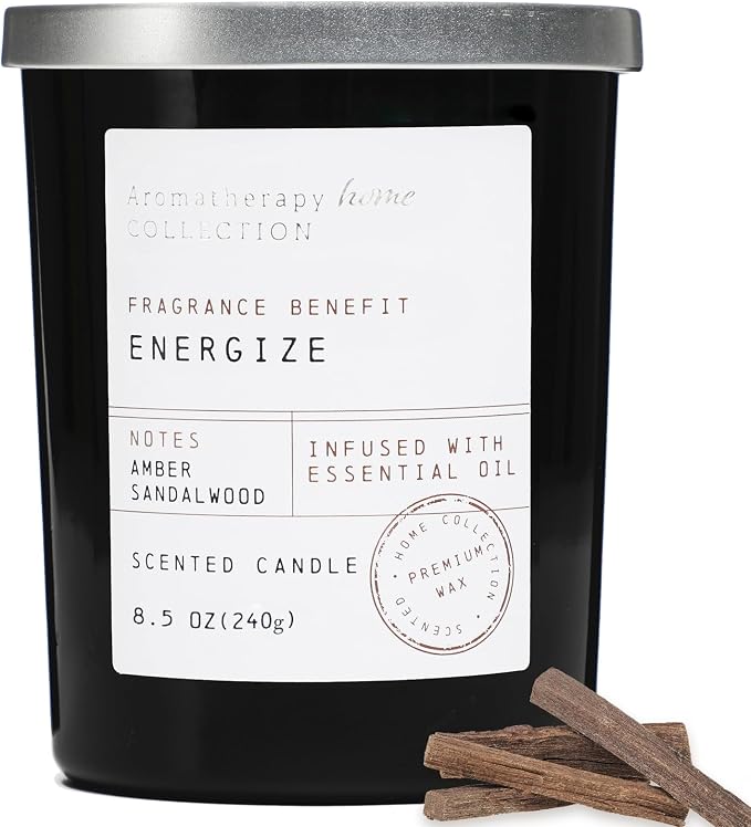 Sandalwood Amber Scented Candles - Black Candles for Father Gifts,8.5oz | fathers day candle gifts,for dad,Men,Husband,Boyfriend
