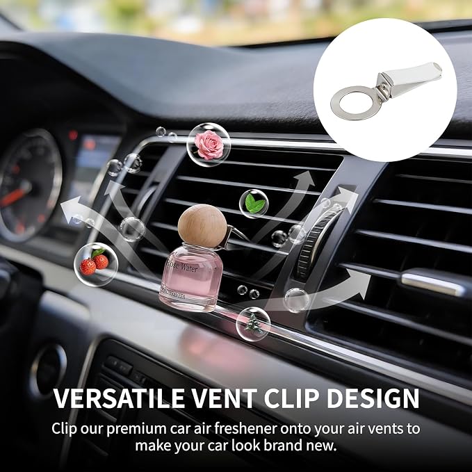 Car Air Freshener Diffuser 2 Pack Hanging Air Freshener Diffuser - Rosa Scent Car Fresheners 120 days Long Lasting Vent Clip 0.34 oz Each Automotive Air Fresheners Gifts for Women Birthday