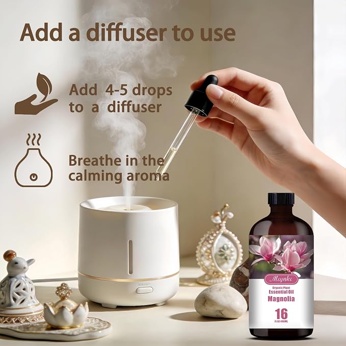 Magnolia Essential Oil, Magnolia Oil for Diffuser, Humidifier, Massage, DIY Candle, Soap, Yoga, Relaxation, Gift Ready,Magnolia Fragrance Oil - MLYNKL Essential Oils (16.33 fl oz / 490ml)