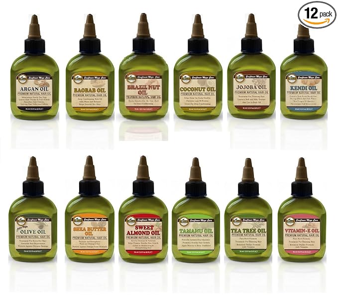 Difeel Premium Natural Hair Oil Collection Complete 12 Piece Essential Oil Set