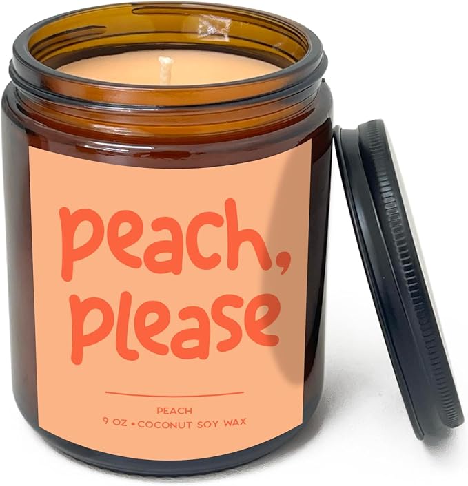Simply Soson 9oz Peach Scented Candle, Fall Candles, Peach Scent, Aromatherapy Candles, Gifts for Women, Men, Families Friend, Colleague, Birthday, Holiday