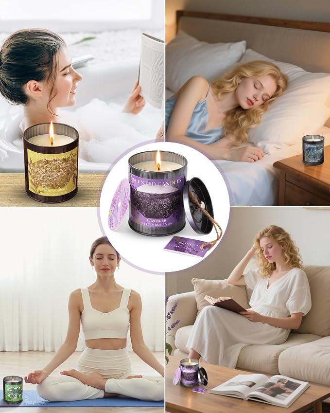 Scented Candles for Home, 8oz Soy Candle, 50H Burn, Lavender Aromatherapy, White Candle in Gift Box, Perfect for Birthday, Mother's Day, Christmas