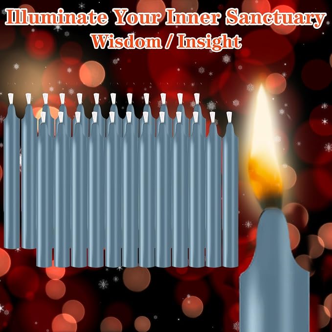 Kunrsug 24 Pack Silver Spell Chime Candles – Premium Mini Unscented Taper Candles for Rituals, Prayer, Birthdays, Meditation, Altar, Spells, Chime Candles - 4 Inch Tall - Ideal for Witches