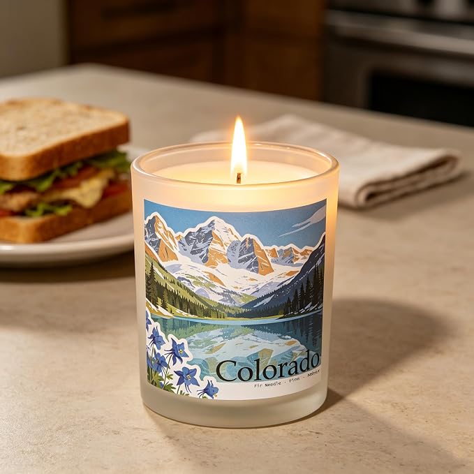 Colorado Summit Scented Candle, Fir Needle & Pine & Amber, Colorado Gifts, Colorado Souvenirs, Rustic Colorado Decor, 100% Soy Wax, 7OZ