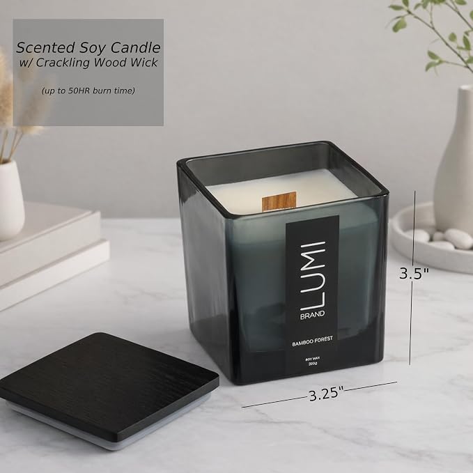 Luxury Aroma Gift Set | Bamboo Forest - Reed Diffuser (200ml), Wood Wick Soy Candle (200g), Room Spray (50ml) | Includes Dried Flowers & 8 Reeds | Luxurious Home Fragrance for Home Décor & Gifts