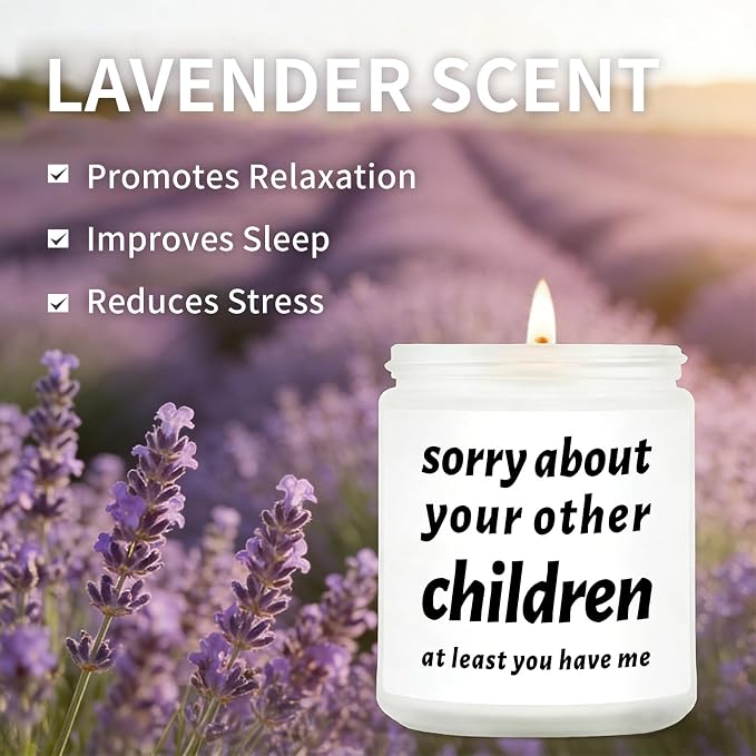 Mothers Day Gifts for Mom from Daughter Son, Funny Moms Birthday Gift Ideas - Lavender Scented Soy Wax Candle